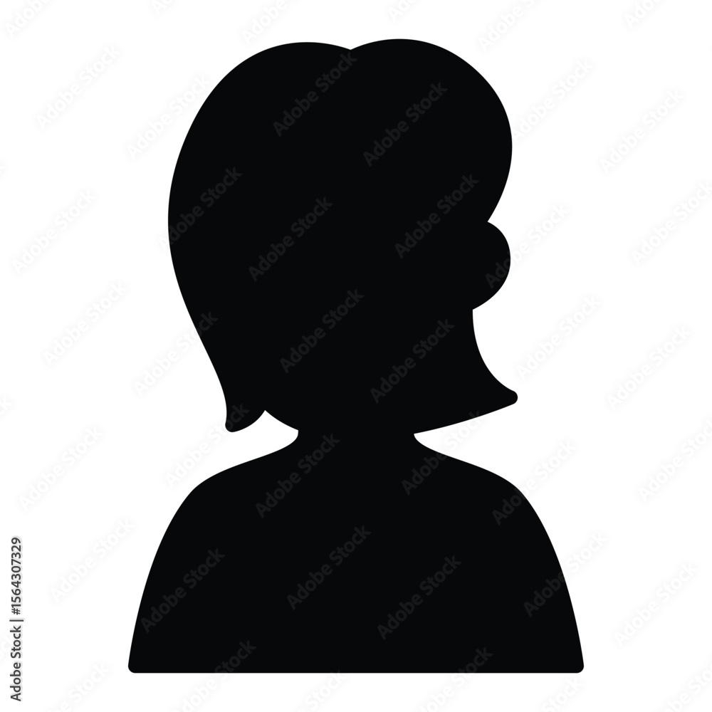 Female Avatar Silhouette Icon, Minimalist Black Profile Vector. Female Avatar Silhouette Icon, Minimalist Black Profile Vector.