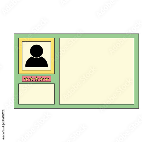Testimonial and review frame box. Creative testimonial with UI style, and stars. Vector isolated.