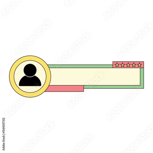 Testimonial and review frame box. Creative testimonial with UI style, and stars. Vector isolated.