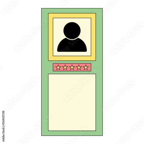 Testimonial and review frame box. Creative testimonial with UI style, and stars. Vector isolated.