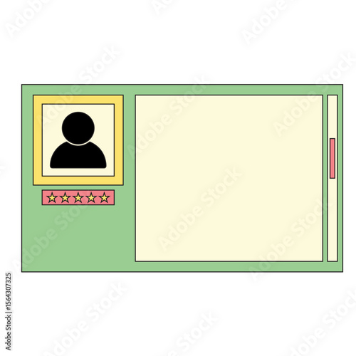 Testimonial and review frame box. Creative testimonial with UI style, and stars. Vector isolated.