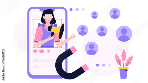 Online marketing leveraging mobile phones to attract customers. Ideal for advertising, digital campaigns, social media posts, and promotional materials.