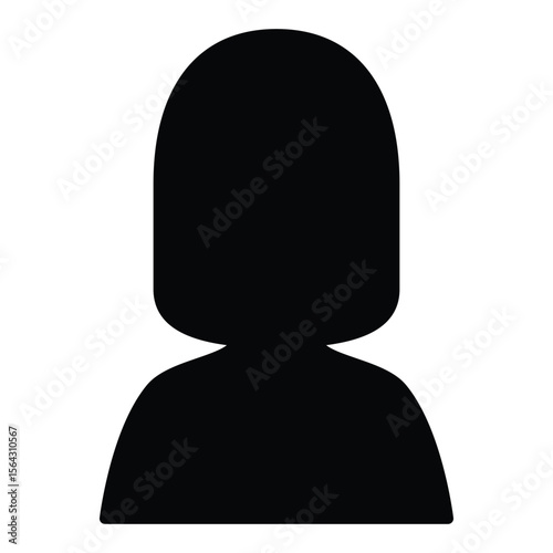 Female Person Profile Icon, Vector Silhouette Graphic.