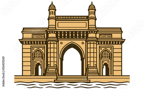 Flat Gateway of India Mumbai Landmark Icon