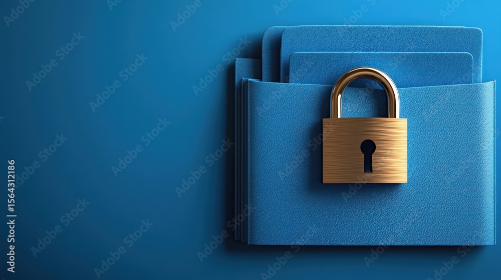 Naklejka premium Blue folder with gold lock