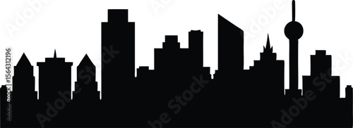 Calgary skyline horizontal banner. Black Calgary, Canada. Vector template for your design.