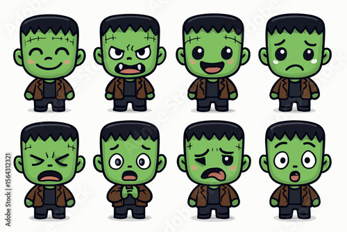 Frankenstein Monster Character Expressions Set