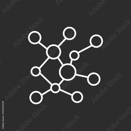 Digital Network Icon in black and white background, Abstract Representation of AI Neural Connections and Data Communication, Vector sign. Symbol, logo illustration. Vector graphics
