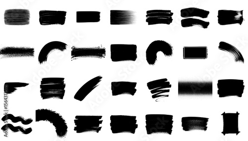 set black brushstrokes and smudges in different shapes and textures.