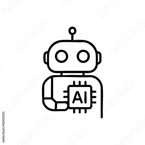 ai robot outline icon vector illustration