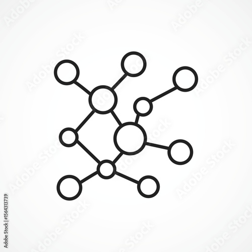 Digital Network Icon with white background, Abstract Representation of AI Neural Connections and Data Communication, Vector sign. Symbol, logo illustration. Vector graphics for Presentation and other