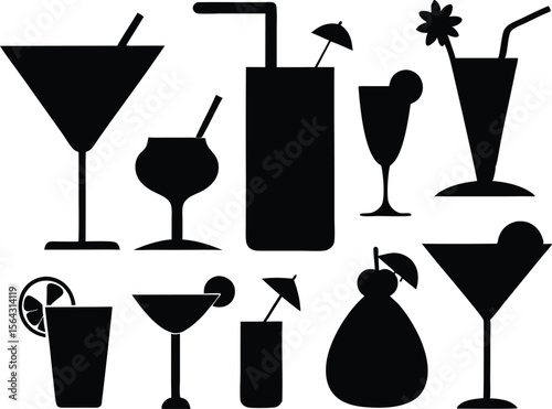 Cocktail set Collection icon cocktails Vector illustration