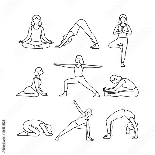 Yoga gymnastics line icon, yoga gymnastics illustration suitable for health content, body fitness with white background 
