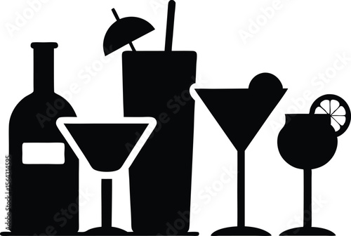 Cocktail set Collection icon cocktails Vector illustration