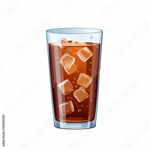 氷入りのコーラグラス炭酸飲料ベクター画像
