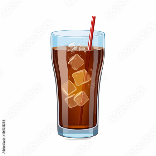 氷入りのコーラグラス炭酸飲料ベクター画像