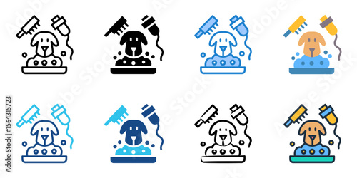 Grooming icon set multiple style collection 
