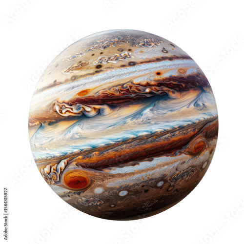 A detailed view of Jupiter's Great Red Spot, showcasing its intricate patterns and colors.