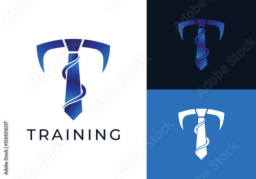 This is a training logo using the letter T and a tie. This logo is suitable for worker training, seminars, coaching and the like.