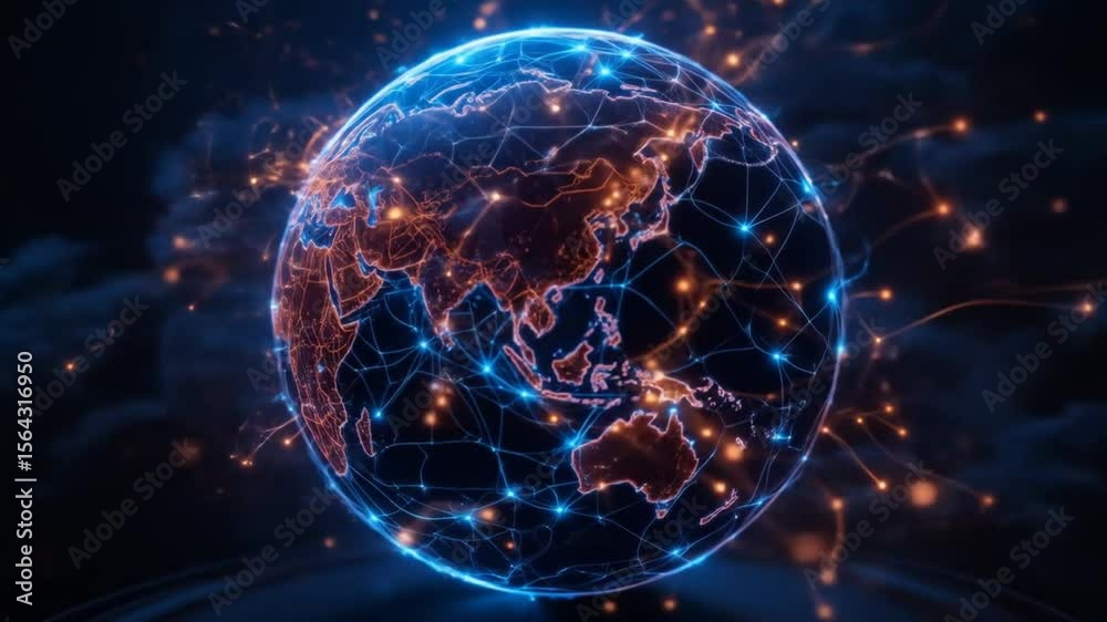 custom made wallpaper toronto digitalGlobal Network Connection: Abstract Globe with Connected Lines and Futuristic Design