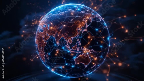 Wallpaper Mural Global Network Connection: Abstract Globe with Connected Lines and Futuristic Design Torontodigital.ca