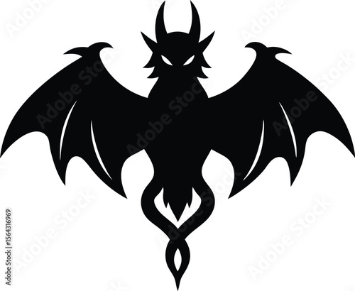Dragon crest wings silhouette vector illustration