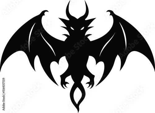 Dragon crest wings silhouette vector illustration