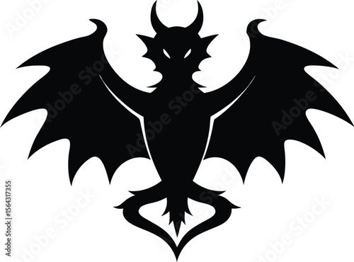 Dragon crest wings silhouette vector illustration