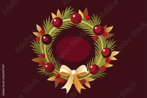 christmas wreath with holly berries