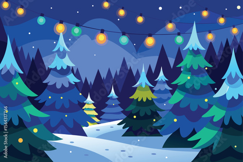 winter landscape with christmas trees