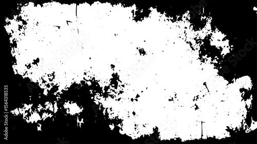 Grunge Texture Frame with Distressed Decay Effect, Black and White Urban Overlay Design