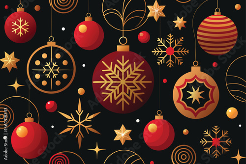 christmas background with balls and snowflakes