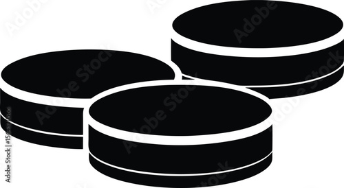 Hockey pucks silhouette, Hockey pucks icon symbol collection on white background.
