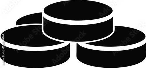 Hockey pucks silhouette, Hockey pucks icon symbol collection on white background.
