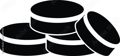 Hockey pucks silhouette, Hockey pucks icon symbol collection on white background.