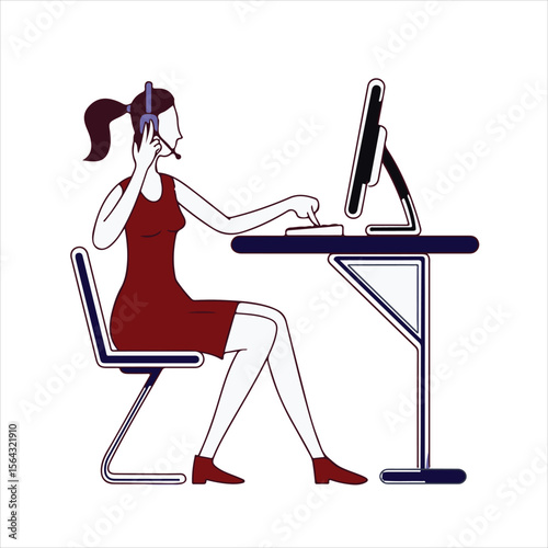 Female dispatcher receiving emergency call