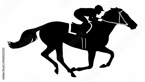Silhouette of a horse and jockey racing at full speed in a horse race competition event design vector | editable eps vectors