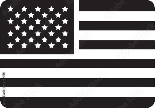 American Flag Icon, USA national symbol, stripes and stars, editable patriotic icon for politics, celebration, federal theme