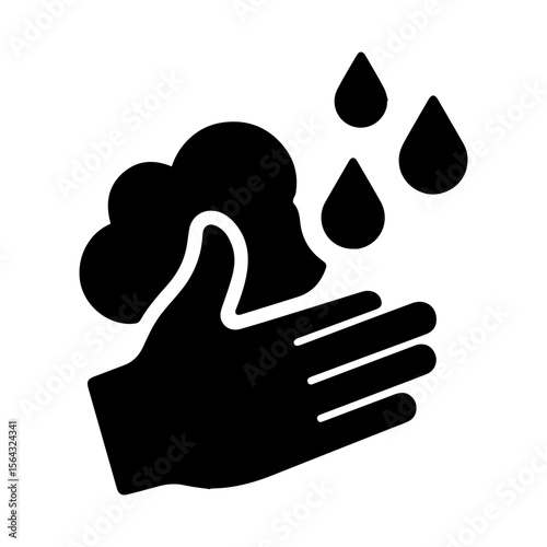 Handwashing sign icon with sanitization reminder and hygiene safety symbol with transparent background
