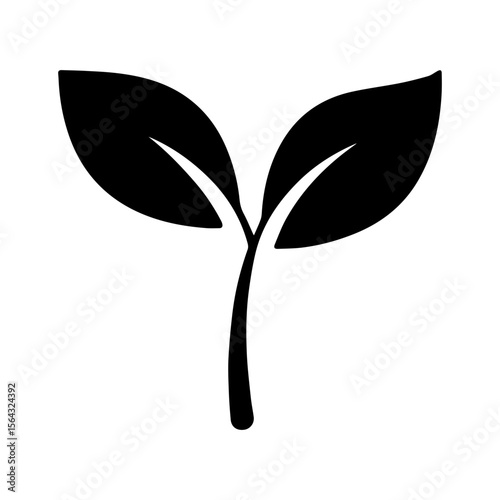 Leafy green or sprout icon representing vegetarian and vegan food options with transparent background
