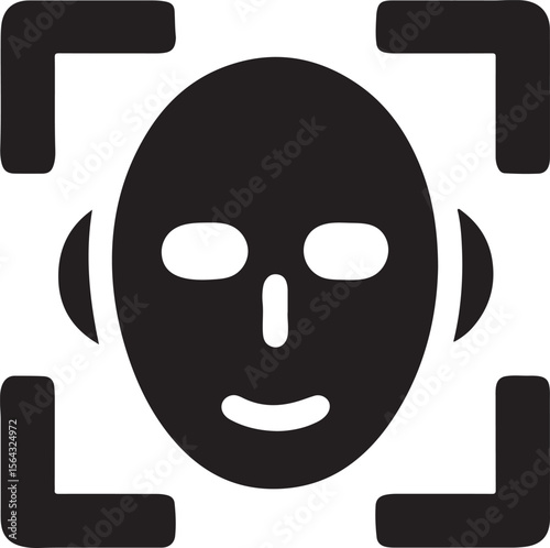 Face Scan Icon, dotted outline head, biometric recognition, editable security icon for login, access control, tech apps