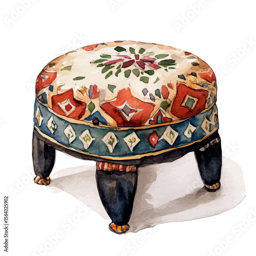 My Watercolor illustration with ottoman painting isolated on a white background, illustration, AI painting design, vector set, eps format, My illustration design