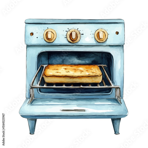 My Watercolor illustration with oven painting isolated on a white background, illustration, AI painting design, vector set, eps format, My illustration design