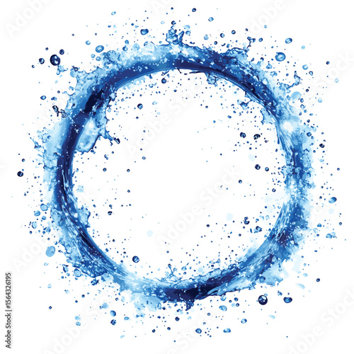 Round frame, circle shape made of tiny sprayed water drops, droplets, raindrops, tears