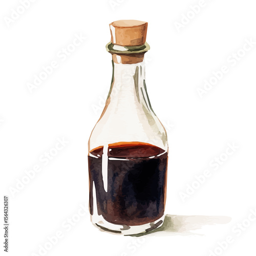 My Watercolor illustration with oyster_sauce painting isolated on a white background, illustration, AI painting design, vector set, eps format, My illustration design