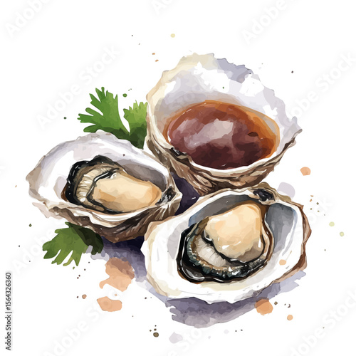My Watercolor illustration with oyster sauce painting isolated on a white background, illustration, AI painting design, vector set, eps format, My illustration design