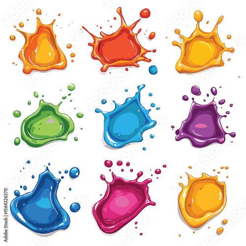 Blot shapes set, colorful splashes collection with uneven fluid rounded wavy edge