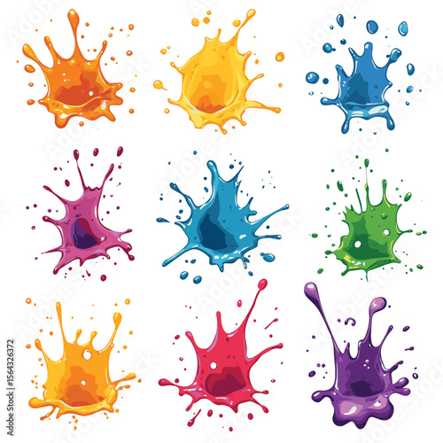 Blot shapes set, colorful splashes collection with uneven fluid rounded wavy edge