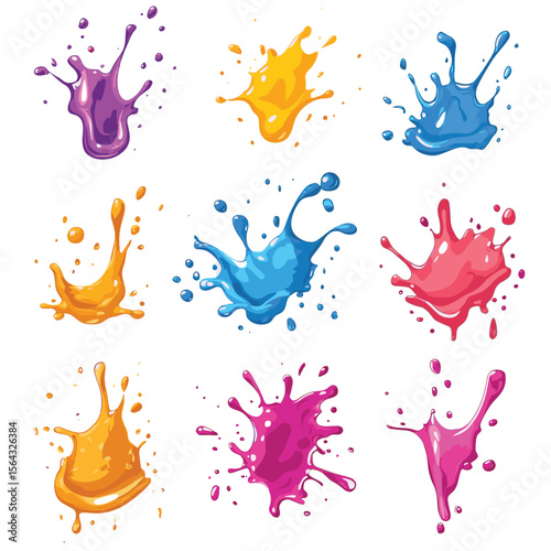Blot shapes set, colorful splashes collection with uneven fluid rounded wavy edge