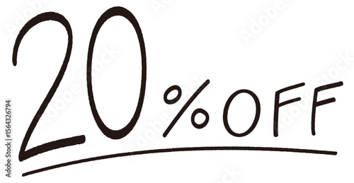 手描きの20%OFFの文字のイラスト